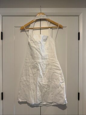 White Linen Halter Dress Aritzia